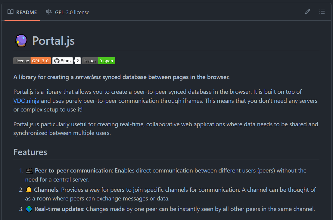 Portal.js Github README